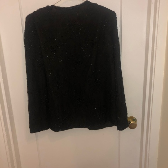 Silky Nights New York 100% silk Black Textured Open Front Blazer. Gently used - Picture 8 of 8